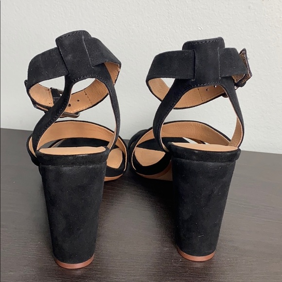NIB Madewell The Liv Black Suede Sandal Heels - Picture 9 of 13